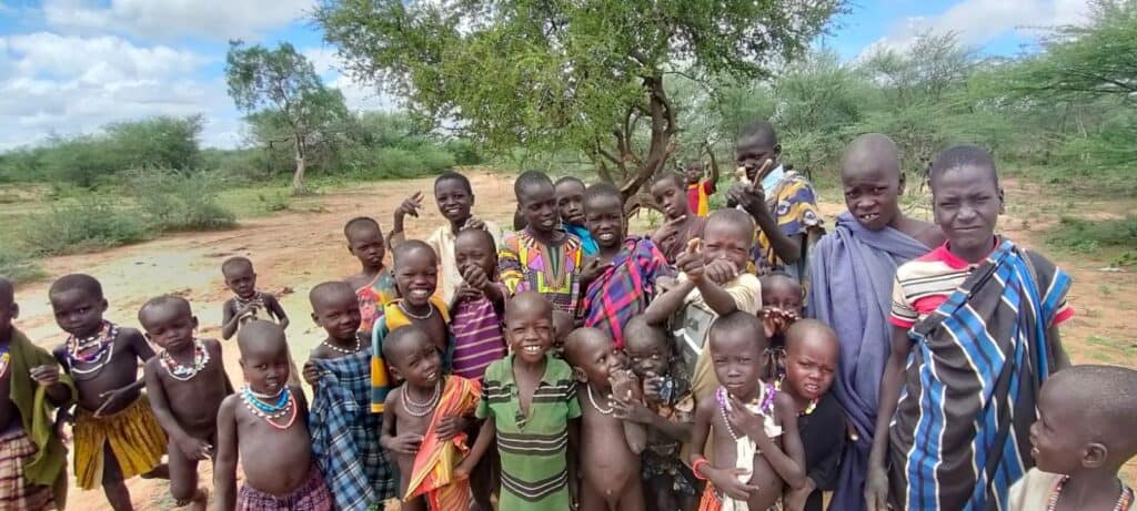 Children gathered outdoors during Samaritan’s Global Outreach community outreach in Kenya